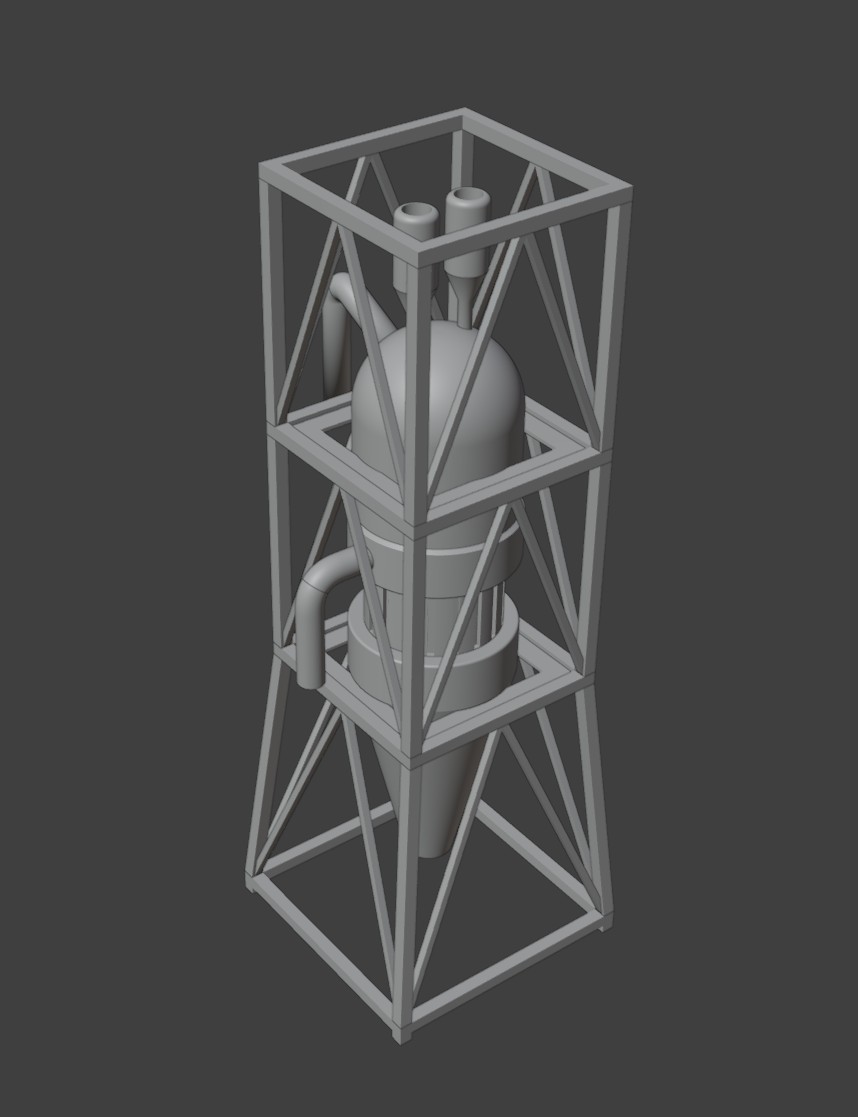 Direct reduction tower modelled in Blender