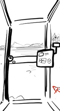 Storyboard sketch: rover cockpit