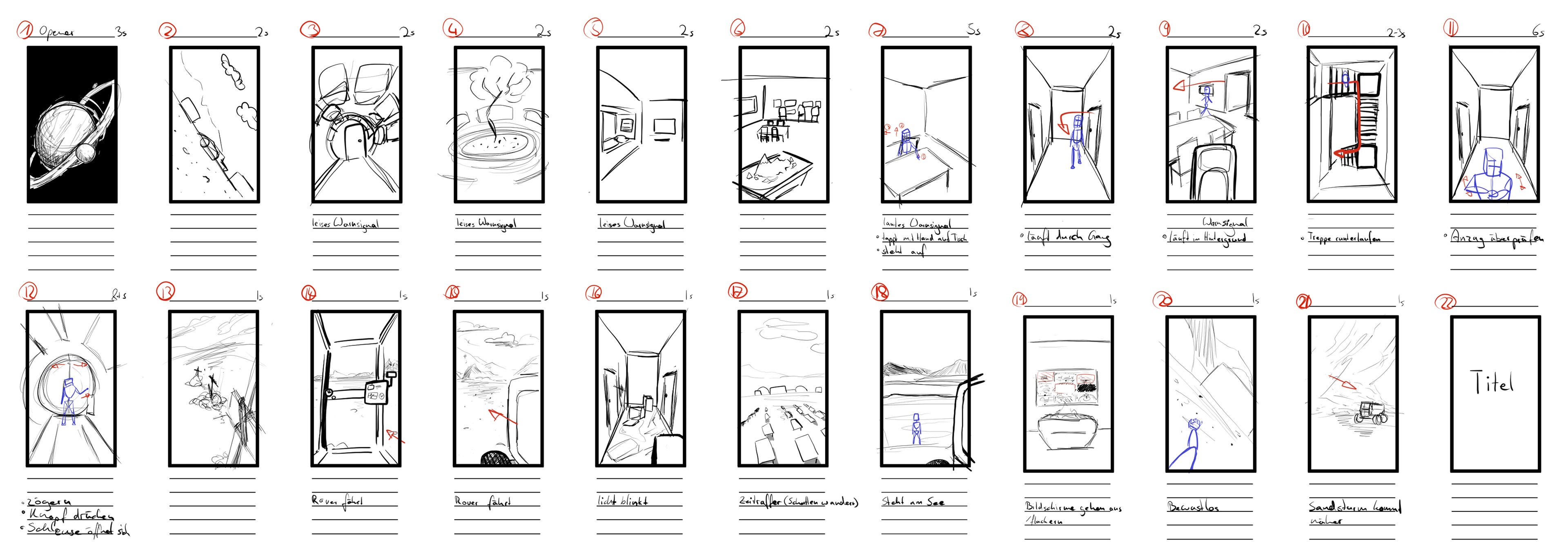 Storyboard with 22 panels