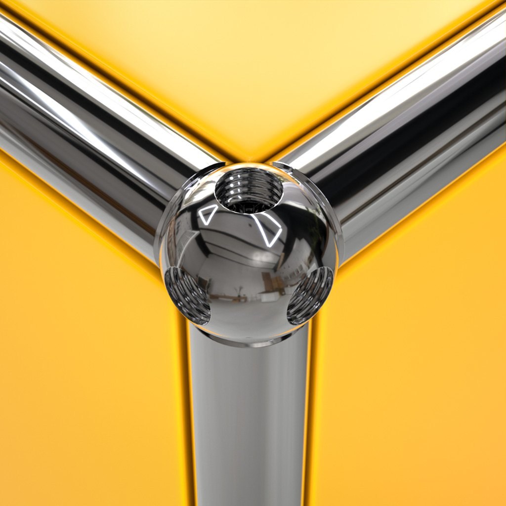 Close-up of a chrome ball connector